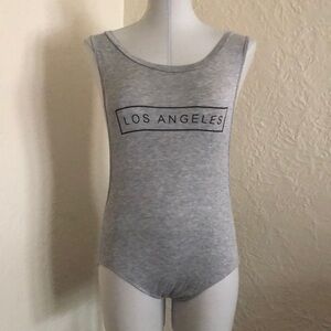 PacSun L A Hearts Gray Black Los Angeles Open Sides Bodysuit